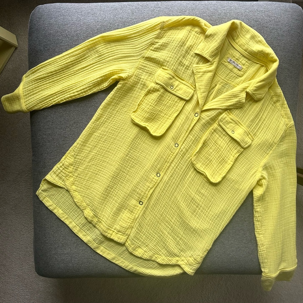 We The Free Izzy Cargo Gauze Oversized Button Down Shirt Medium - Picture 3 of 6